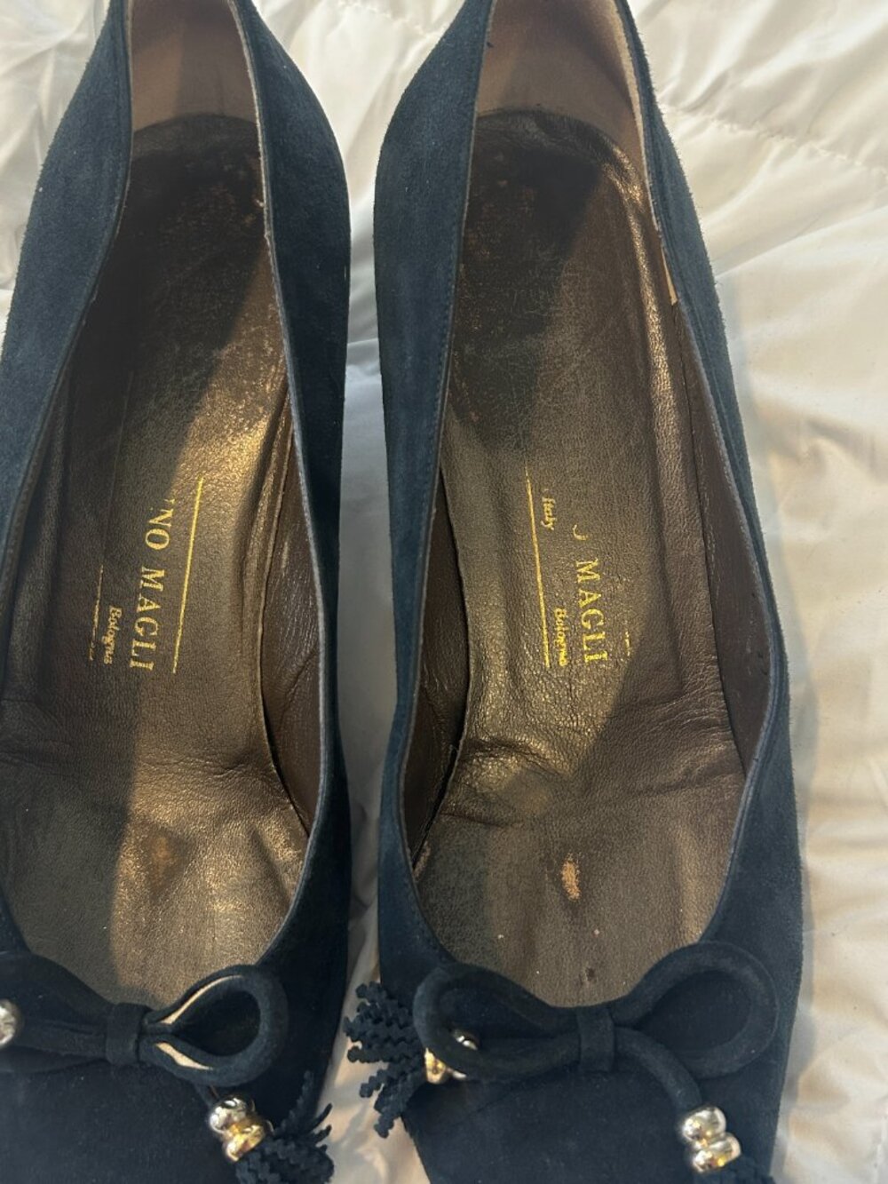 BRUNO MAGLI Authentic Vintage Women's Navy Suede Pumps in Size 10 Made in Italy - Picture 5 of 8